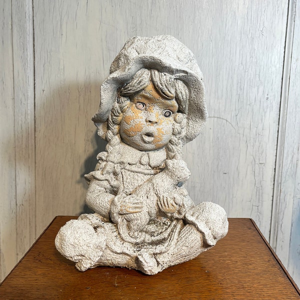 Little Girl Concrete Garden Statue Outdoor Decor Yard Art DL37