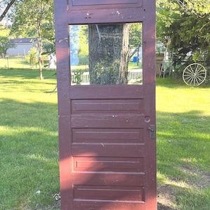 Vintage Wood Wavy Glass Exterior Entry Door, Architectural Salvage, Reclaimed, Renovation, Replacement 32&quot; x 80.25&quot; DP34