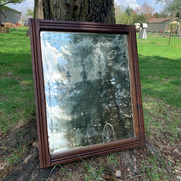 Antique Beveled Glass Mirror Etsy