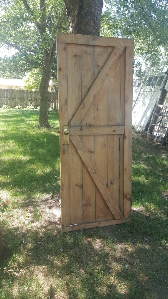 Old Exterior Solid Wood Door Rustic Farmhouse Ship Lap Design Barn Architectural Salvage Building Supply Reclaimed Resort Cabin Interior