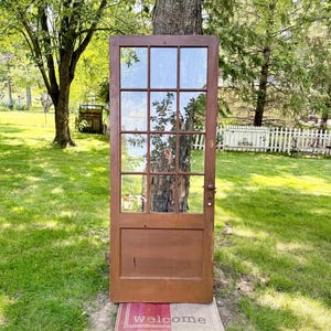 Antique Glass Pane Window Wood Entry Door, Restoration, Reclaimed, Architectural Salvage 32&quot; x 80&quot; FH80-RH