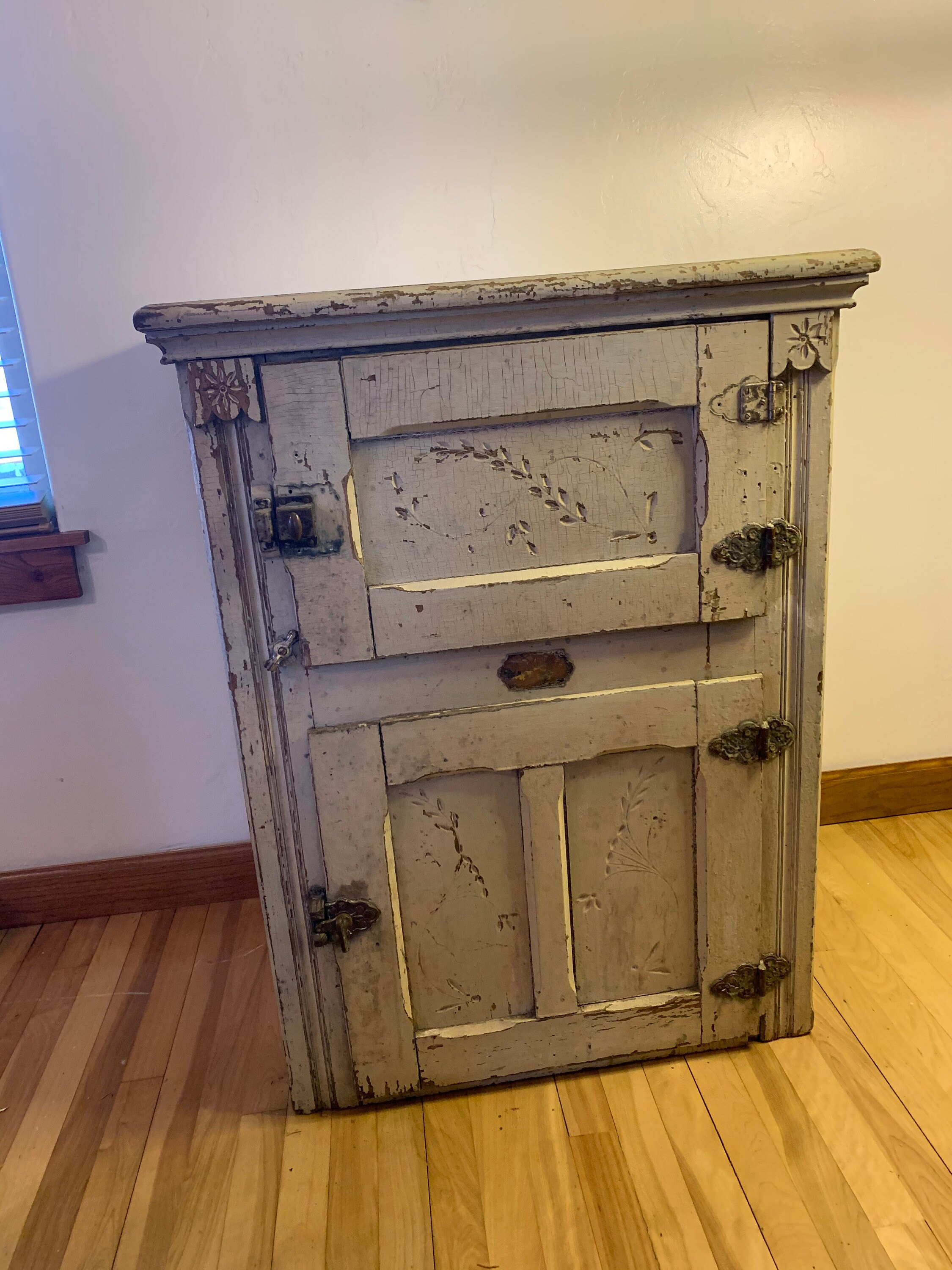 Antique Wood Ice Box Storage Rustic Shabby Chic Etsy