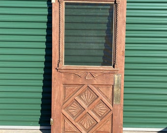 Antique Eastlake Carved Wood Screen Storm Entry Door, Restoration, Reclaimed, Architectural Salvage 35.75" x 80" EN9