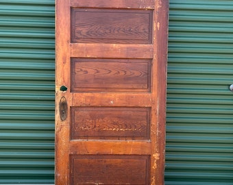 Antique Wood Five Panel Interior Door, Reclaimed, Replacement, Renovation, Architectural Salvage 34" x 83" EN80