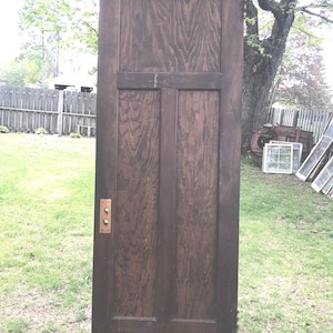 Antique Wood Three Panel Interior Door, Large, Tall, Reclaimed, Replacement, Renovation Architectural Salvage 29.75&quot; x 84&quot; BU3