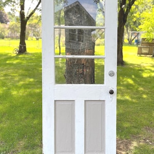 Antique Glass Window Entry Wood Door, Pantry, Laundry, Reclaimed, Architectural Salvage,  32&quot; x 80&quot; x 1.75 DR85