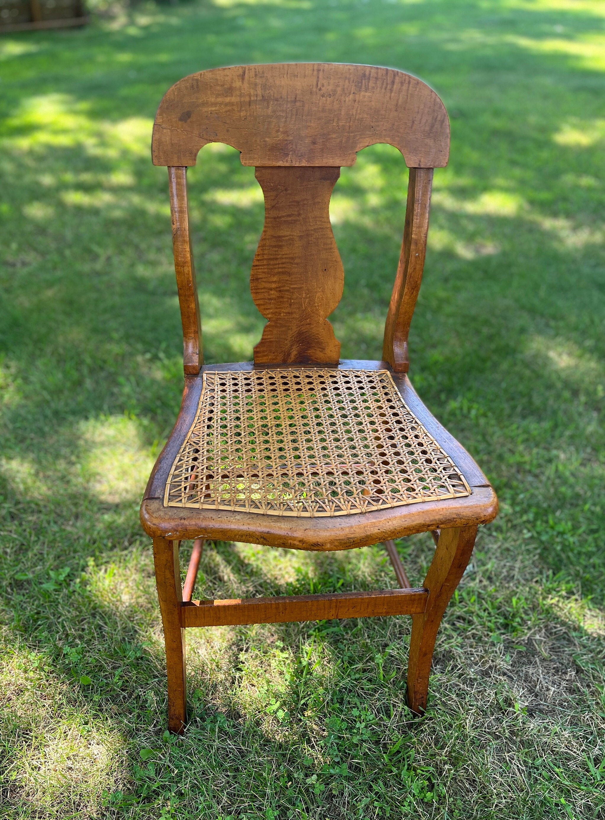 Antique Wood Cane Seat Chairs Set of 4 French Country Etsy