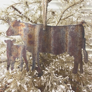 Metal Cow Ornament Rustic Calf Farmhouse Wall Hanging Decor DU57