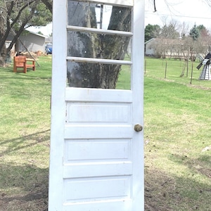 Antique Wood Glass Pane Exterior Panel Door, Architectural Salvage, Reclaimed 32&quot; x 79.5&quot; DL15