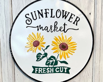 Metal Sunflower Market Garden Shed Sign Indoor Outdoor Decor DY99