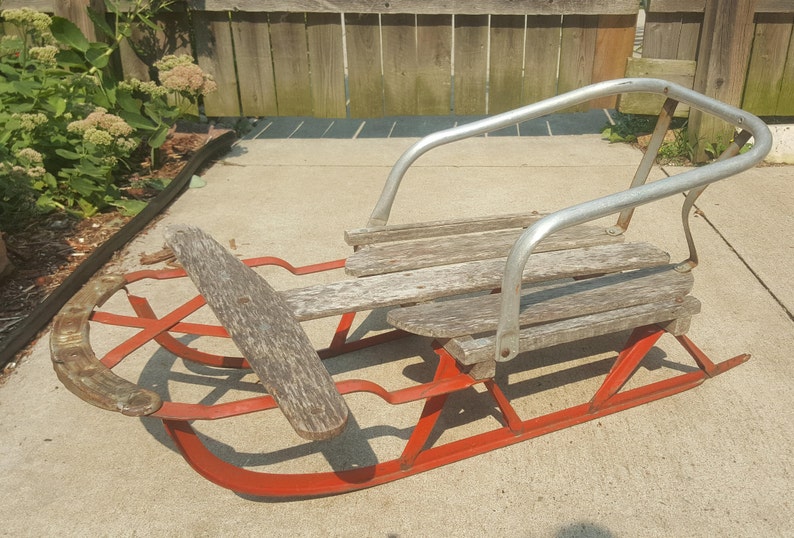 Old Runner Sled Antique Child S Snow Wooden Sleds Primitive Holiday Home Decor Collector Small Rare