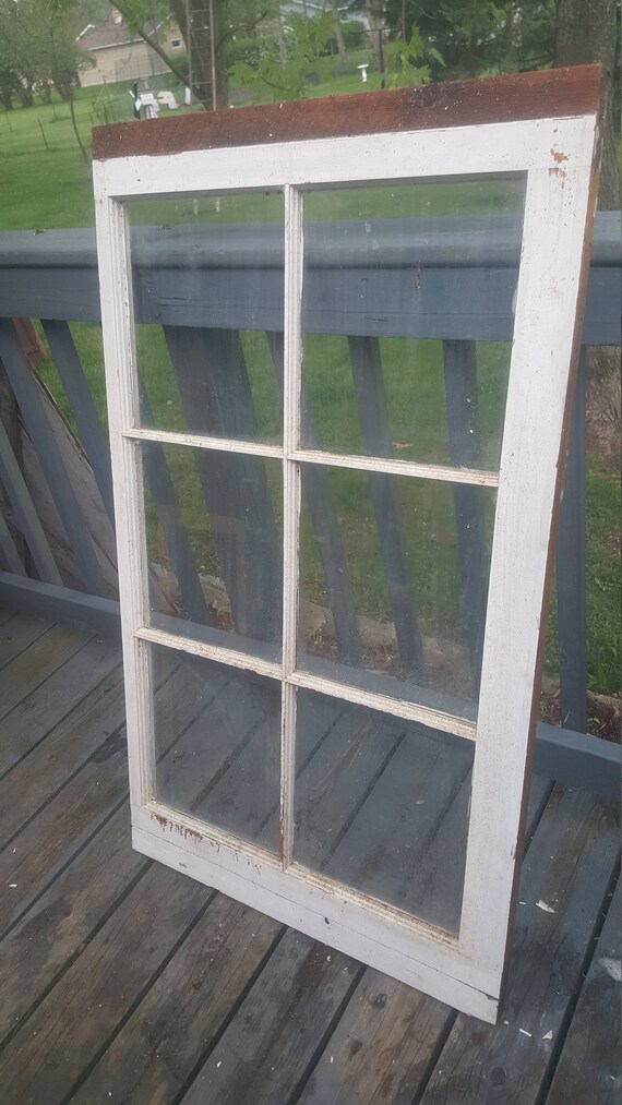Old Wood Window Frame Six Pane Architectural Salvage 50