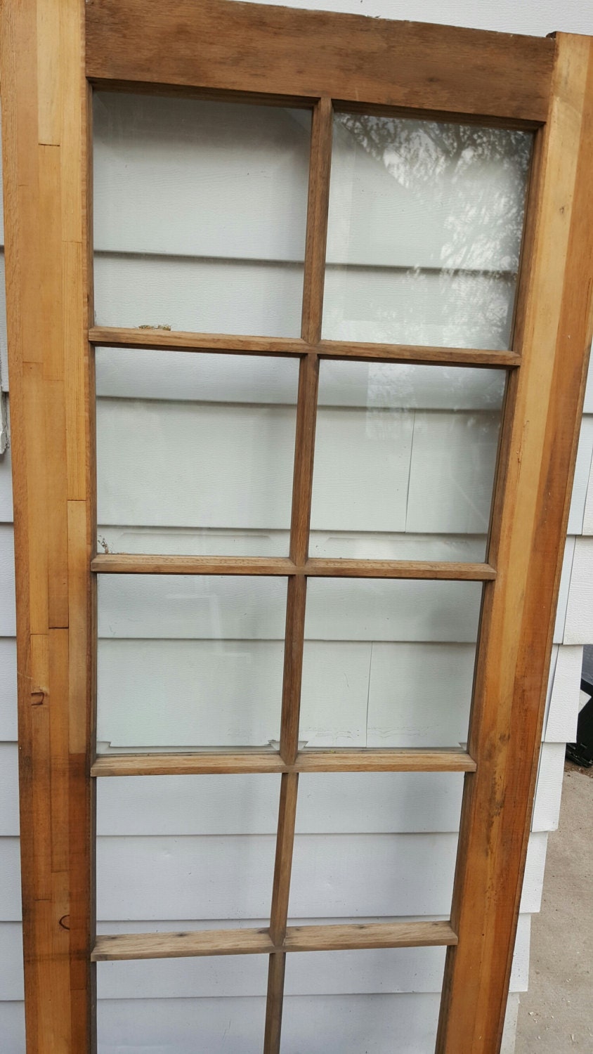 Vintage Wood Door 10 Pane Beveled Glass. Room Divider Old ...