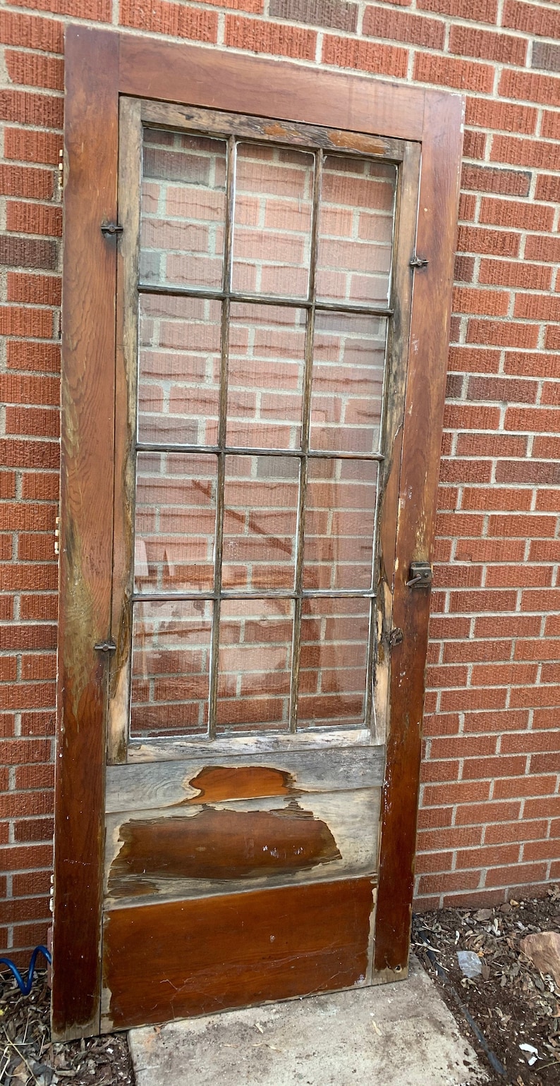 Antique Wood Screen Storm Door Glass Lite Pantry Door Etsy