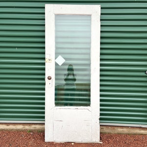 Antique Glass Lite Solid Wood Entry Door, Reclaimed, Restoration, Architectural Salvage, 31 1/2&quot; x 79&quot; DK45-LH