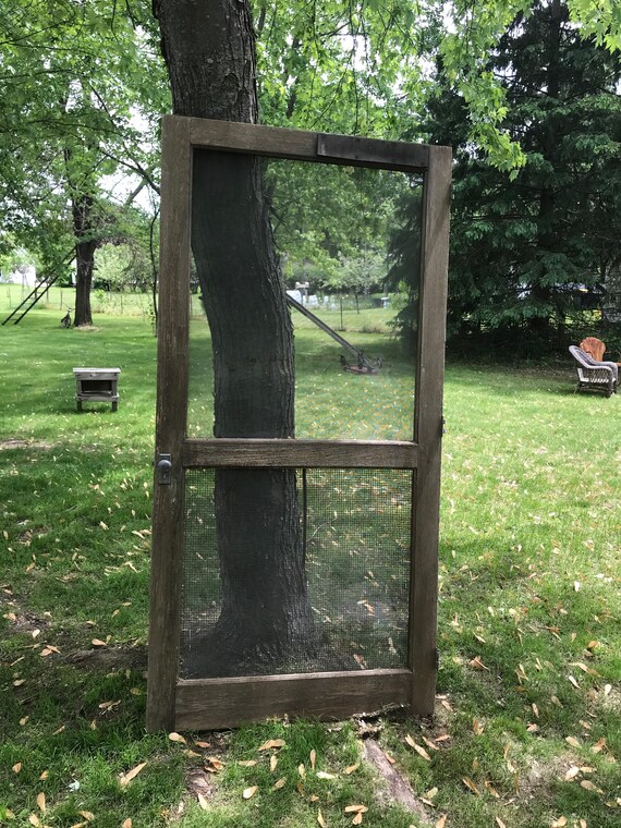 Industrial Farmhouse Wood Screen Storm Door Security Metal Etsy