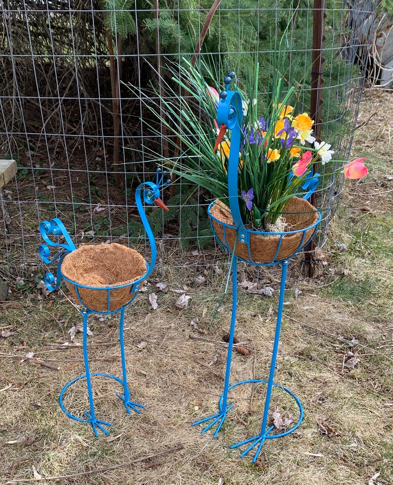 Animal Shaped Planter Peacock Tall Metal Bird Planter Large Etsy