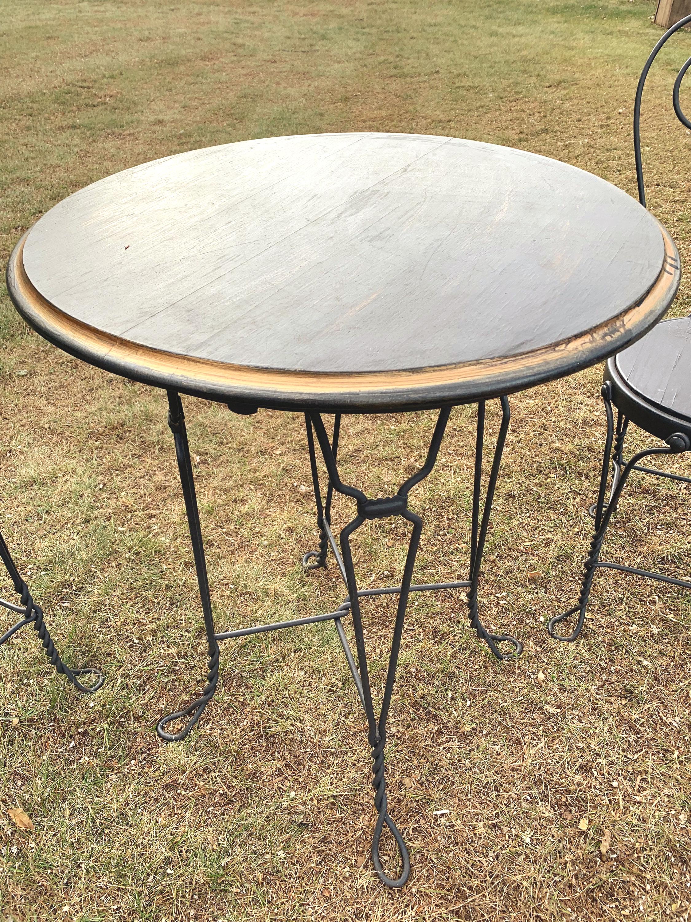 Vintage Wood & Ornamental Iron Bistro Dining Table Set - Etsy