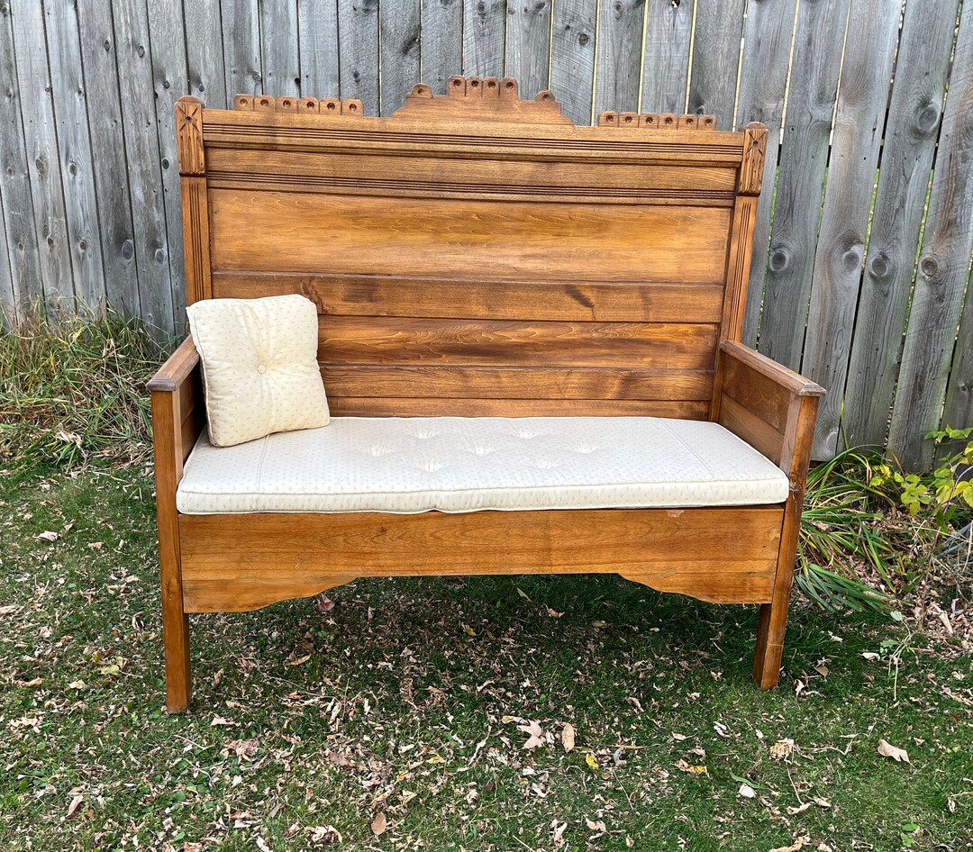 Antique Eastlake Wood Bench Entryway Bench DT60 Etsy