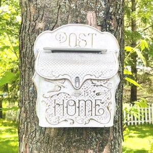 Metal Hanging Mailbox Post Wall Mounted Embossed Vintage Inspired Garden Art FG44