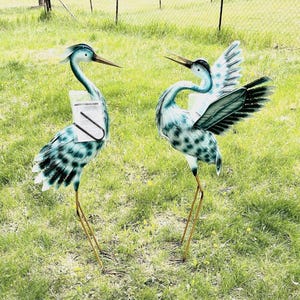 Blue Heron Statue Outdoor Garden Stake DecorYard