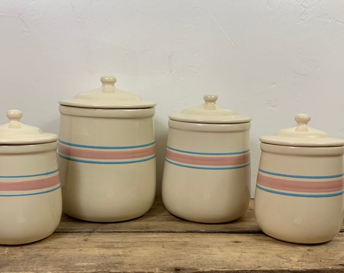 Antique Mccoy Canister Set, Memories Collection. Stoneware Canister Set