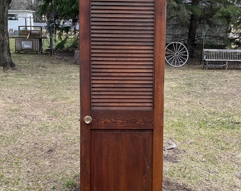 Antique Two Panel Louvered Interior Wood Door, Reclaimed, Renovation, Architectural Salvage 26" x 79 1/4" EO79