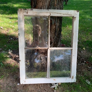 4 pane Farmhouse Salvage Rustic Home Decor Wavy Glass Lites Building Supply BA40 Architectural Salvage Antique Wood Window Frame