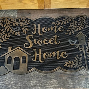 Home Sweet Home Door Mat, 18"x 30", Recycled Rubber Doormat, Eco-Friendly, Deck, Pool, Non Slip DT88