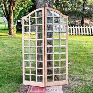 Antique Arched Glass Pane Window French Doors Set, Architectural Salvage, Reclaimed 22&quot; x 69 1/4&quot; FG83