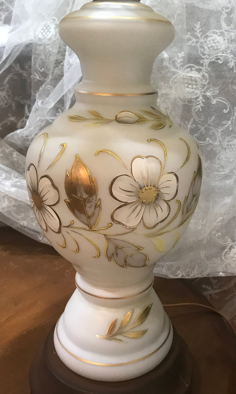 Midcentury White Ceramic Table Lamp Set of 2 Floral Motif Etsy