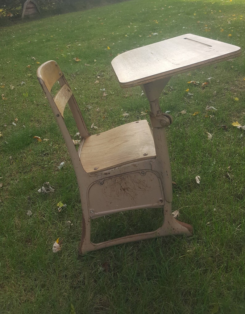 Antique Wood School Desk Wooden Desk Chair Elementary Etsy