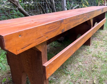 XL Reclaimed Wood Farmhouse Bench - 8' Barn Stanchions