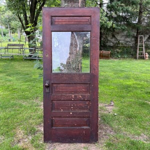 Antique Wood Wavy Glass Pane Entry Door Exterior Door, Architectural Salvage, Renovation 32&quot; x 77.5&quot; DP98
