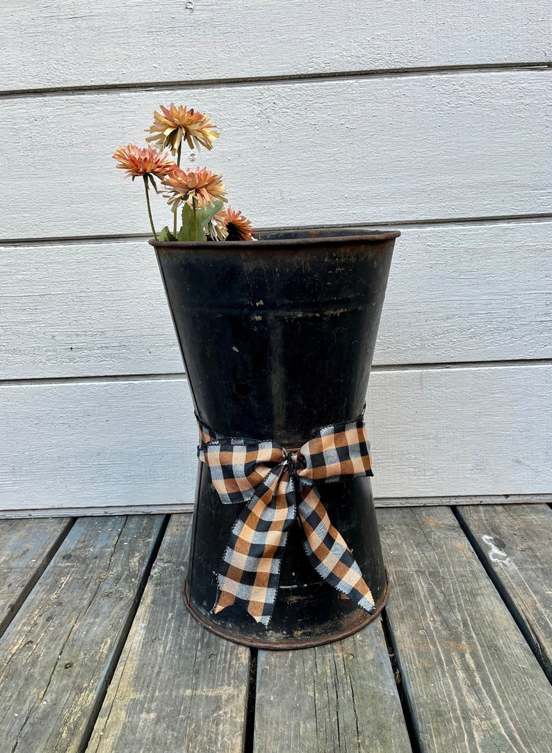 Metal Planter Pail Bucket Planter Raised Tall Rustic Etsy