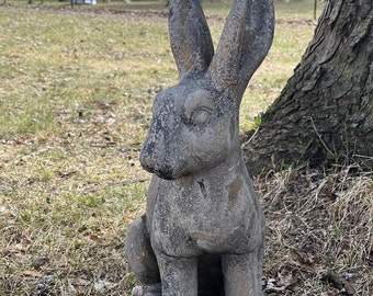 Outdoor Wildlife Statue Distressed Concrete Look Rabbit Garden Yard Art Home Decor EN93