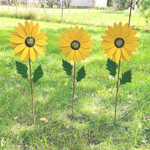 Large Metal Flower Garden Stake Outdoor Yard Art Decor 27&quot; ES64
