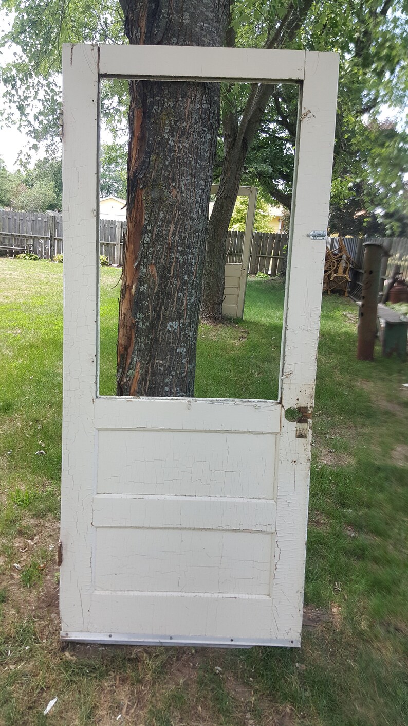 Antique Wood Door Exterior With Window Front Image 0