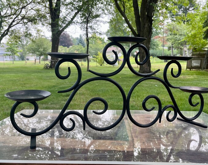 Metal Fireplace Candelabra, Mantel Candleholder, Large, Primitive