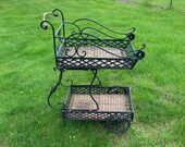 Vintage Metal Plant Cart, Two Tier Plant Stand DL86