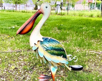 Solar Pelican Outdoor Statue 16 1/2" Coastal Garden Decor Yard Art