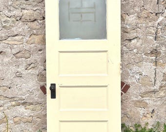 Antique Half Lite Glass Entry Wood Door, Reclaimed, Architectural Salvage, 30" x 84" EP60-LH