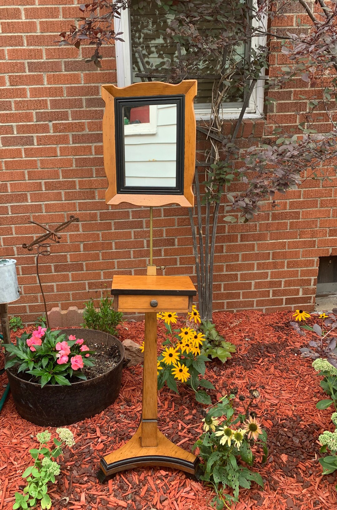 Antique Wood Shaving Mirror Stand Adjustable Height DB71 Etsy