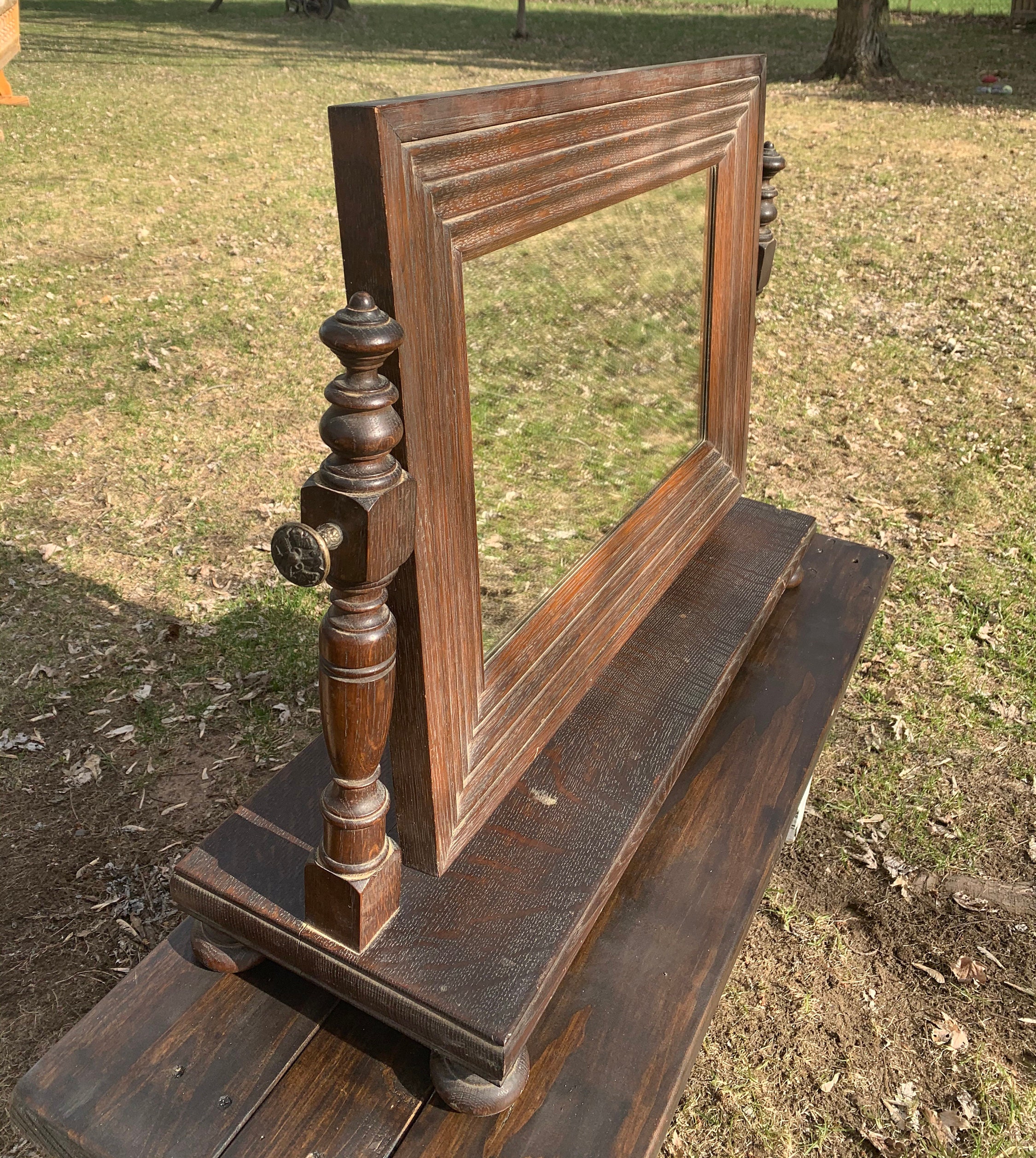 Antique Wood Tabletop Cheval Mirror Fitting Dressing Etsy