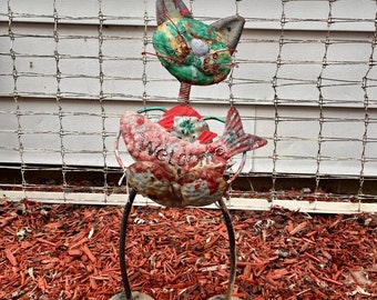 Vintage Metal Cat Garden Decor Yard Art Porch Sitter 23"T EB17