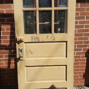 Antique Wood Glass Half Lite Entrance Door, Architectural Salvage, Reclaimed, Renovation, Replacement 32" x 76" AL41