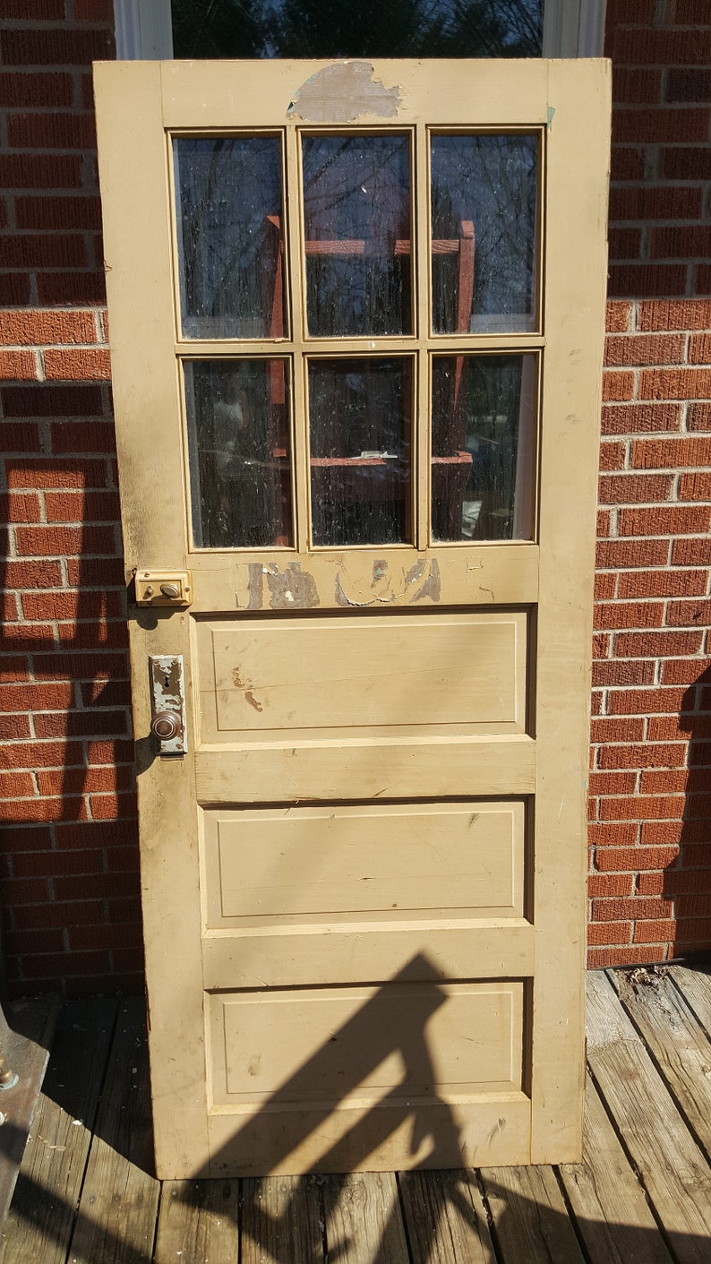 Old Wood Exterior Door 6 Pane Window 3 Panel Image 0