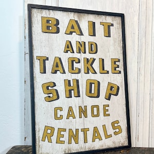 Bait & Tackle Wood Sign, Canoe Rentals Wood Sign, 18 X 20, Woodland ...