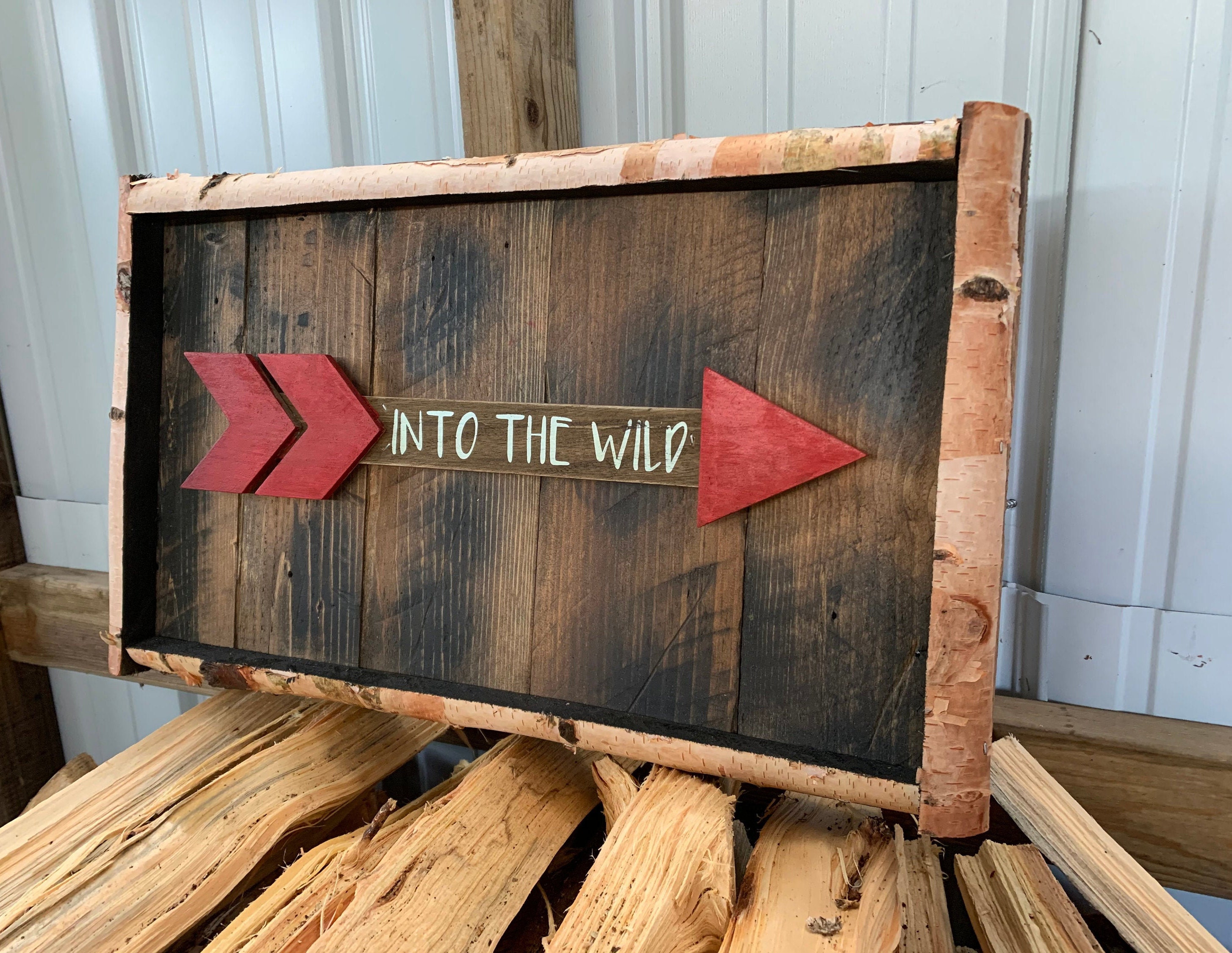 Rustic Wildlife Wood Camp Hunting Sign Into the WILD Bow Etsy