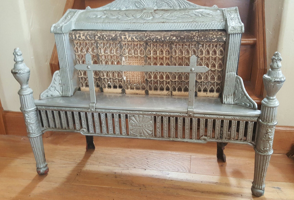 Antique Gas Fireplace Insert Ceramic Heater French Country Etsy